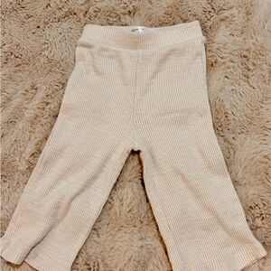 Soft Beige Kids Ribbed Trousers